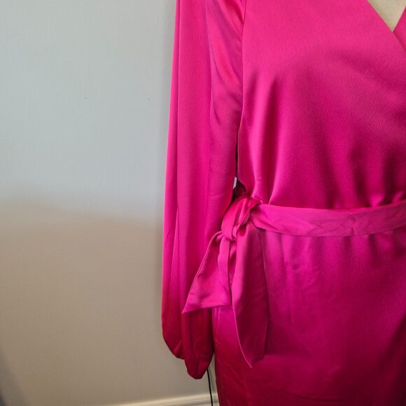 Revolve Friends & Lovers Fuchsia Pink Megan Wrap Dress Size XL - Picture 4 of 11